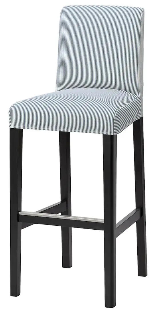 Scaun de bar Ikea Bergmund cu spatar 75cm (Negru/Rommele Alb Inchis/Alb)