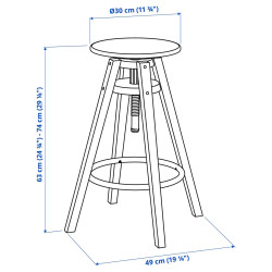 Барный стул Ikea Dalfred 63-74 см (Береза) Thumb
