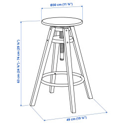 Scaun de bar Ikea Dalfred 63-74 cm (Galben) Thumb
