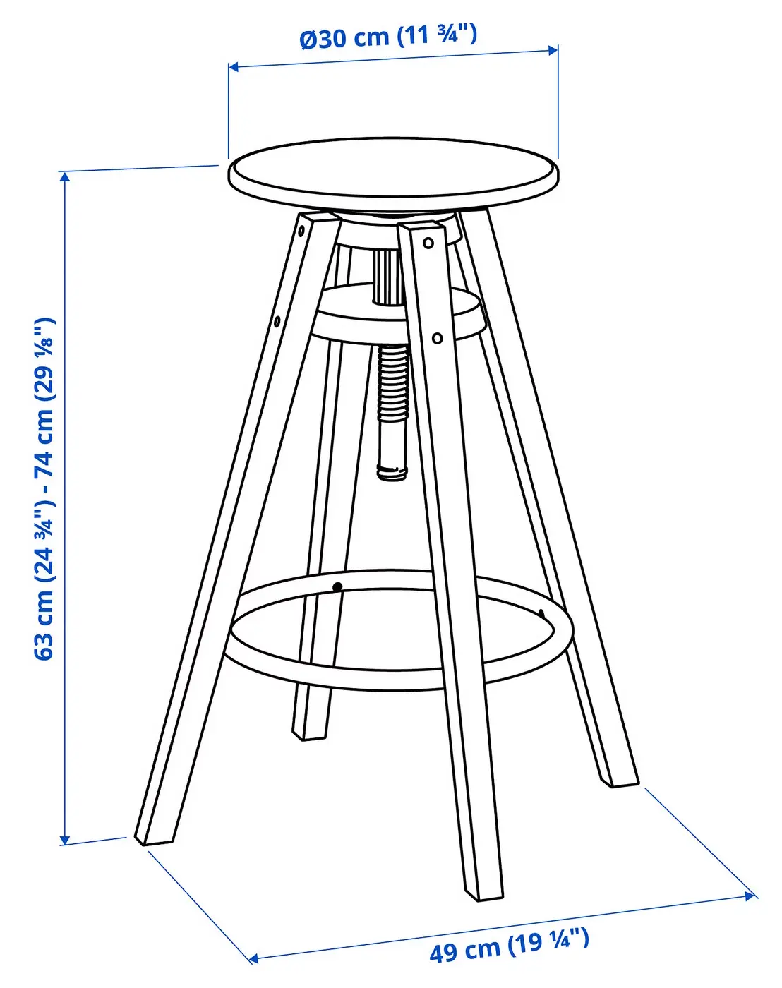 Scaun de bar Ikea Dalfred 63-74 cm (Galben) - 7
