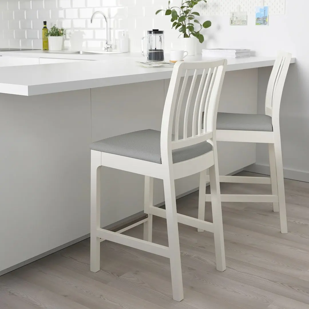 Scaun de bar Ikea Ekedalen 62cm (Alb/Orrsta Gri) - 3
