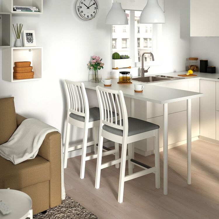 Scaun de bar Ikea Ekedalen 62cm (Alb/Orrsta Gri)