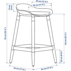 Scaun de bar Ikea Gronsta 64cm (Alb) Thumb