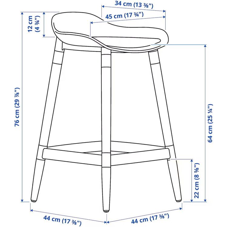 Scaun de bar Ikea Gronsta 64cm (Alb)