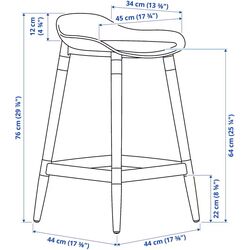 Scaun de bar Ikea Gronsta 64cm (Gri-turcoaz) Thumb