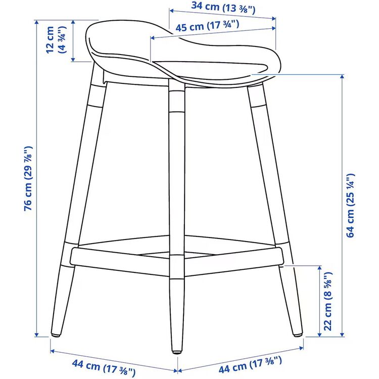 Scaun de bar Ikea Gronsta 64cm (Gri-turcoaz)
