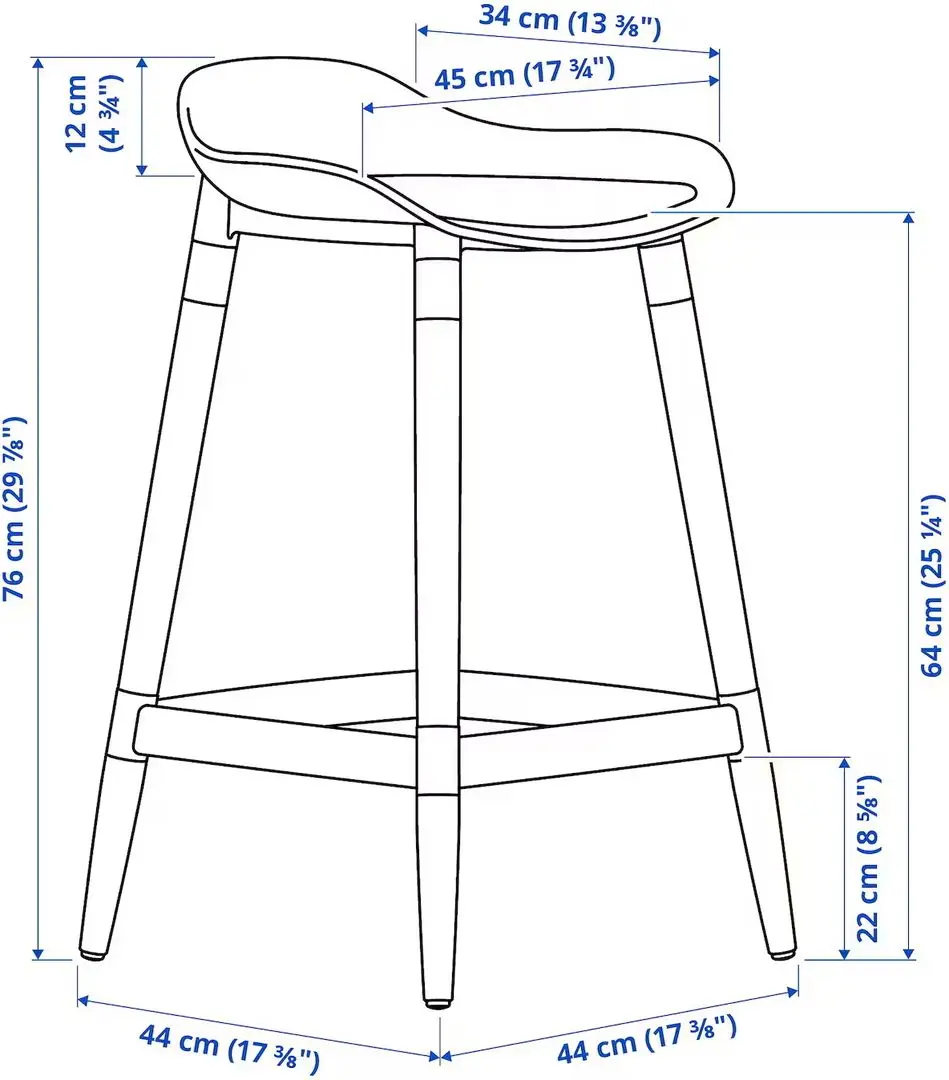 Scaun de bar Ikea Gronsta 64cm (Gri-turcoaz)