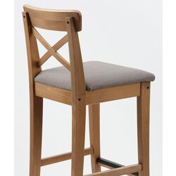 Scaun de bar Ikea Ingolf 65cm (Aspect Antichizat/Nolhaga Gri-Bej) Thumb