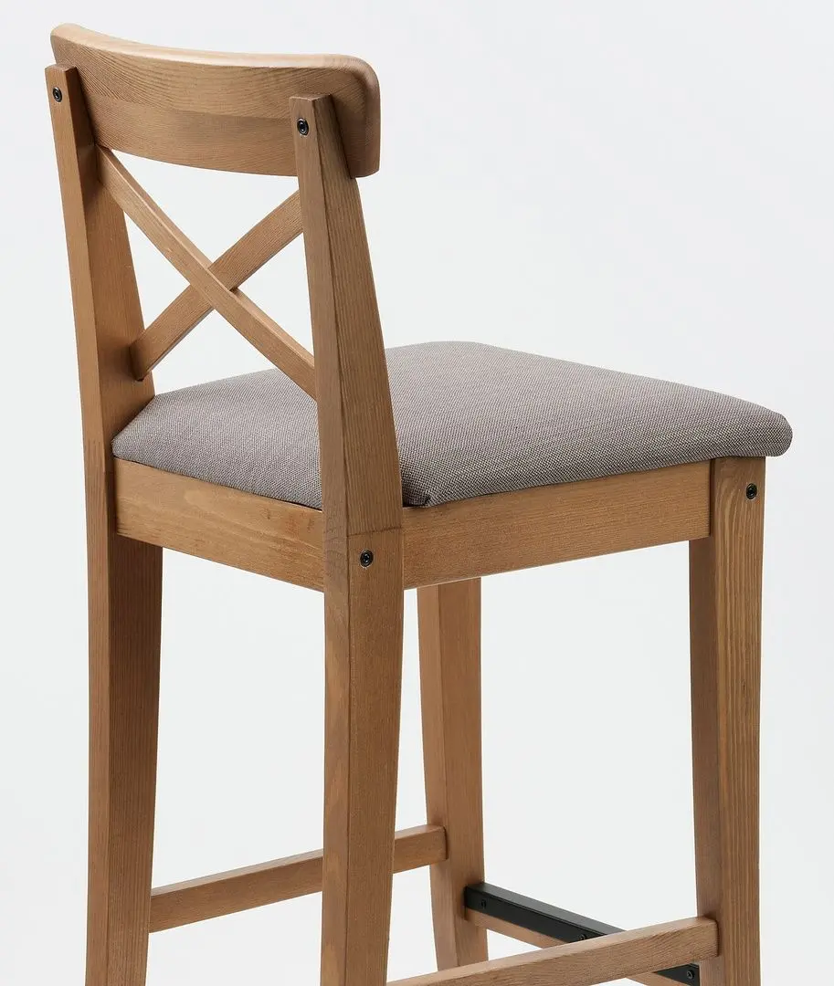 Scaun de bar Ikea Ingolf 65cm (Aspect Antichizat/Nolhaga Gri-Bej) - 2