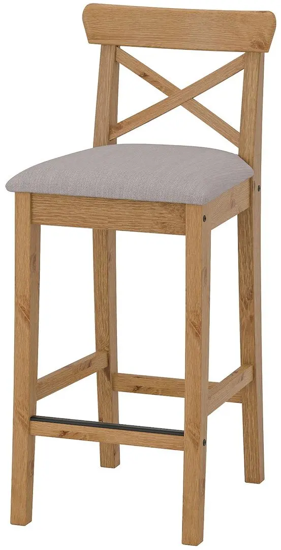 Scaun de bar Ikea Ingolf 65cm (Aspect Antichizat/Nolhaga Gri-Bej)