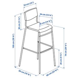 Scaun de bar Ikea Stig 74cm (Negru) Thumb