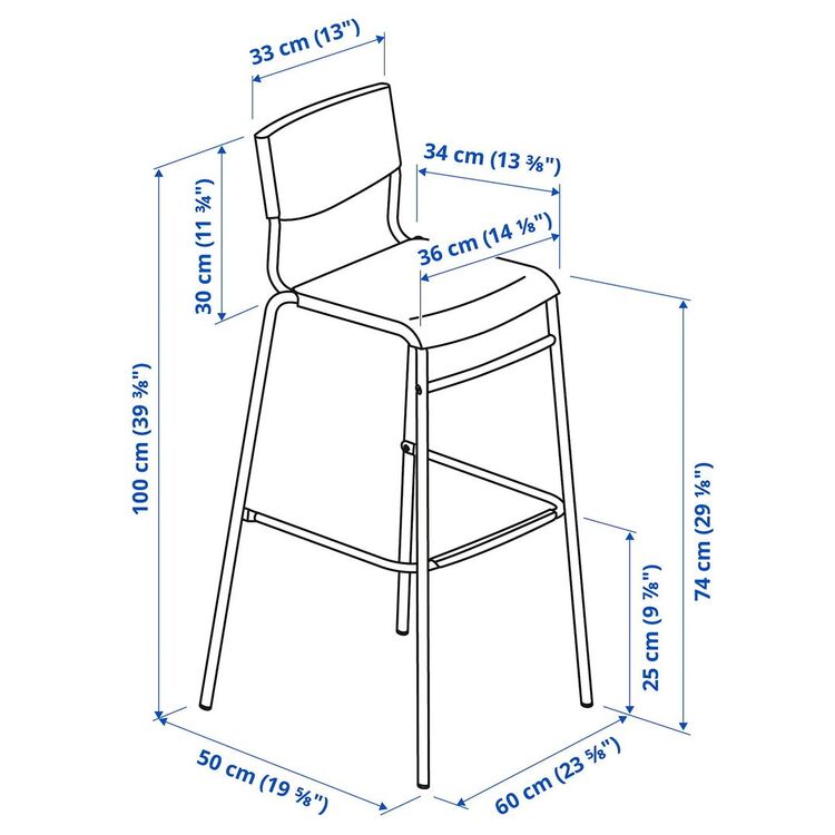 Scaun de bar Ikea Stig 74cm (Negru)