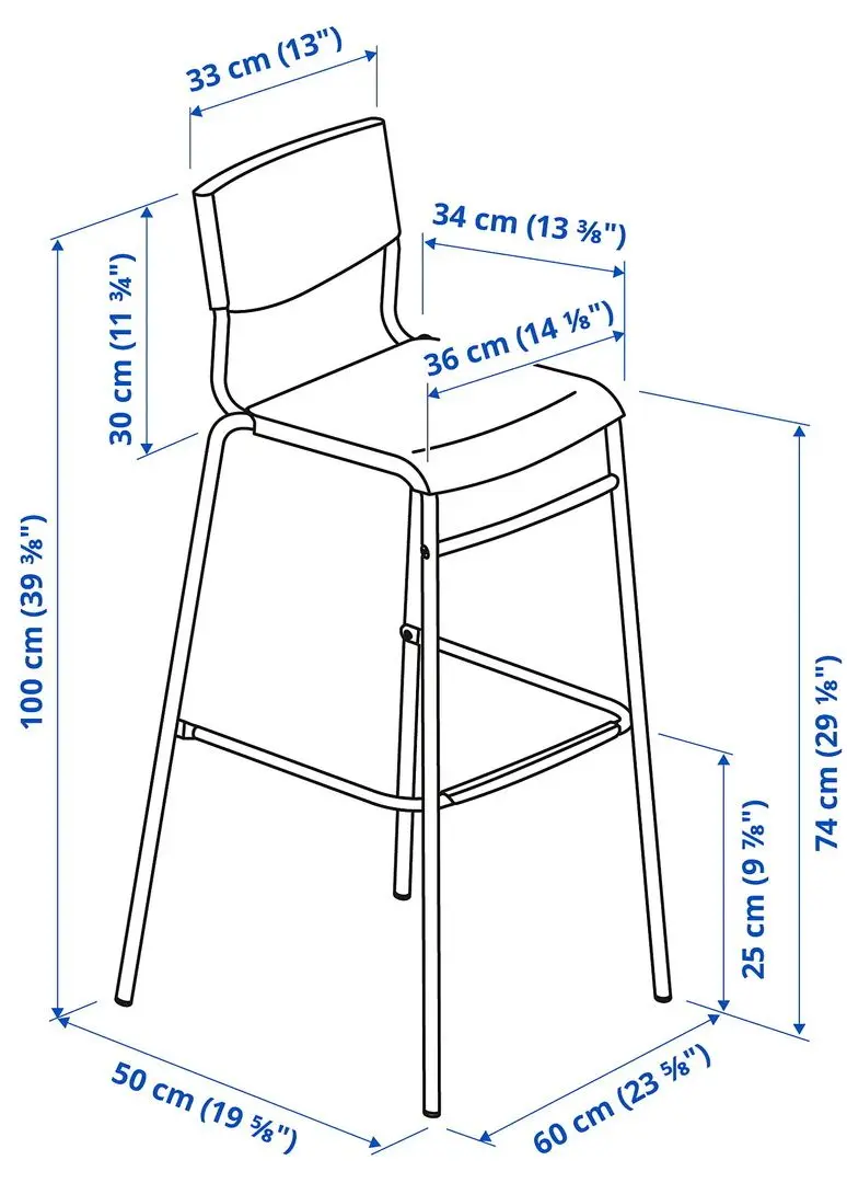 Scaun de bar Ikea Stig 74cm (Negru)