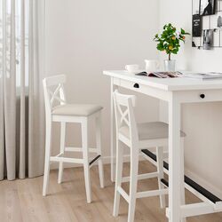 Scaun bar Ikea Ingolf 75cm (Alb/Hallarp Bej) Thumb