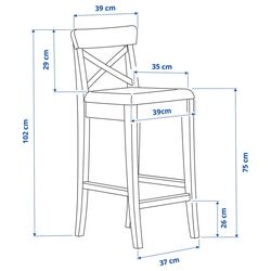 Scaun bar Ikea Ingolf 75cm (Alb/Hallarp Bej) Thumb
