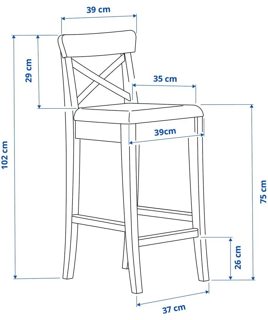 Барный стул Ikea Ingolf 75см (Белый/Халларп Бежевый) - 6