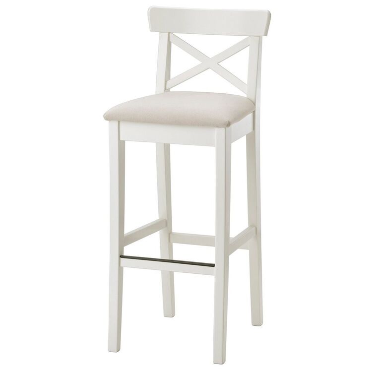 Scaun bar Ikea Ingolf 75cm (Alb/Hallarp Bej)