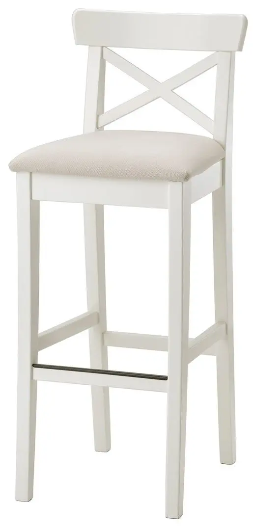 Барный стул Ikea Ingolf 75см (Белый/Халларп Бежевый)