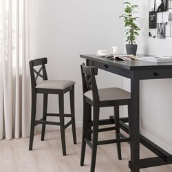 Scaun de bar Ikea Ingolf 75cm (Negru-Maro/Nolhaga Gri-Bej) Thumb