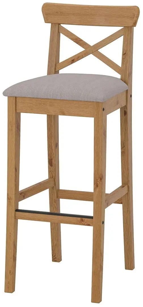 Scaun de bar Ikea Ingolf 75cm (Aspect Antichizat/Nolhaga Gri-Bej)