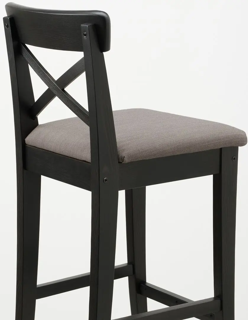 Scaun de bar Ikea Ingolf/Nolhaga 65cm (Negru-maro/Bej-gri) - 7