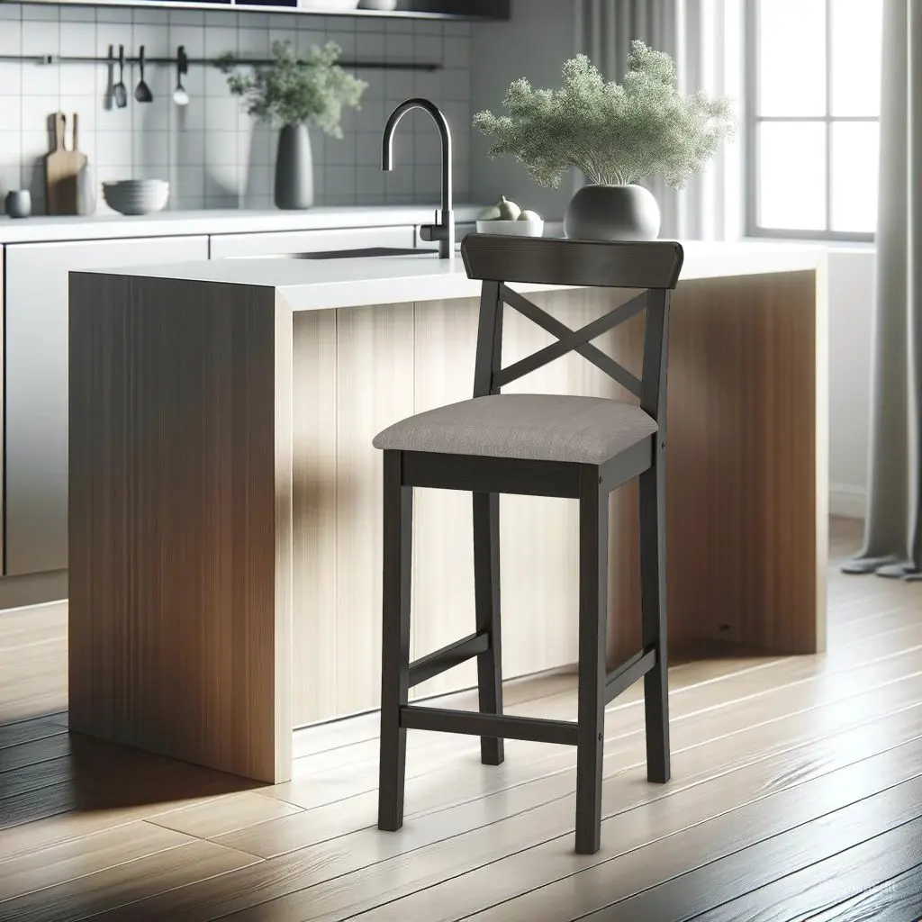 Scaun de bar Ikea Ingolf/Nolhaga 65cm (Negru-maro/Bej-gri)