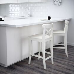 Барный стул Ikea Ingolf со спинкой 63cm (Белый) Thumb