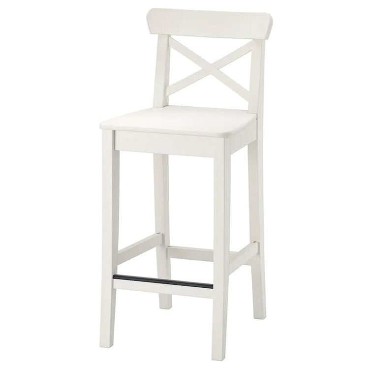 Барный стул Ikea Ingolf со спинкой 63cm (Белый)
