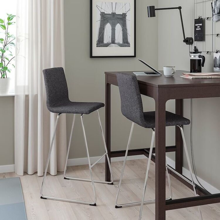 Барный стул Ikea Lillanas (Хром/Гуннаред Темно-серый)