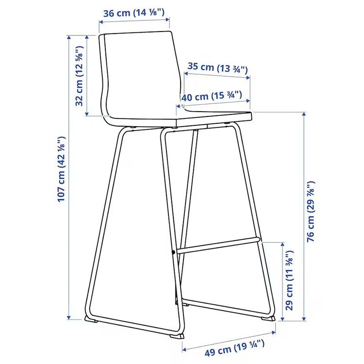 Барный стул Ikea Lillanas (Хром/Гуннаред Темно-серый)