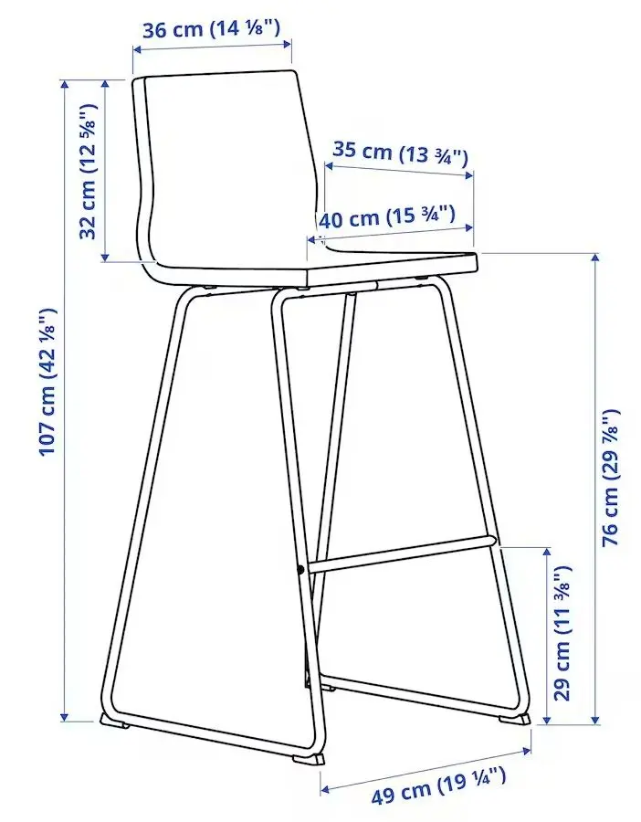 Scaun de bar Ikea Lillanas (Cromat/Gunnared Gri Inchis)
