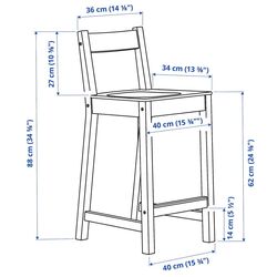 Scaun de bar Ikea Nordviken 62cm (Alb) Thumb