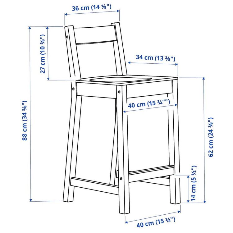 Scaun de bar Ikea Nordviken 62cm (Alb)