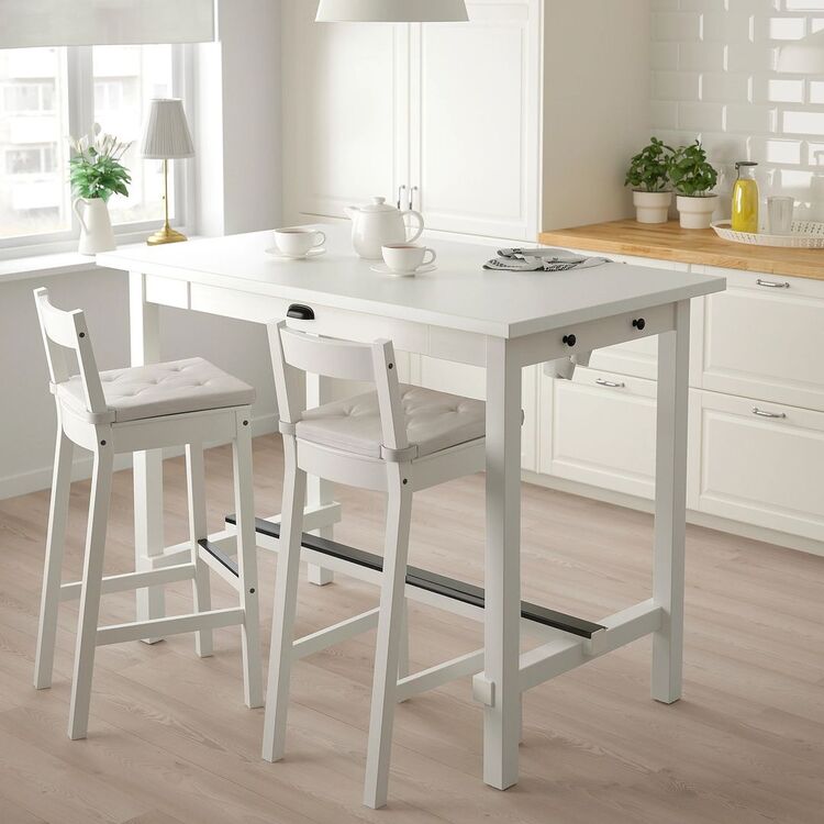 Барный стул Ikea Nordviken 75см (Белый)