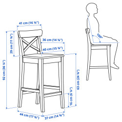 Scaun de bar Ikea Rosentorp 63 cm (Alb) Thumb