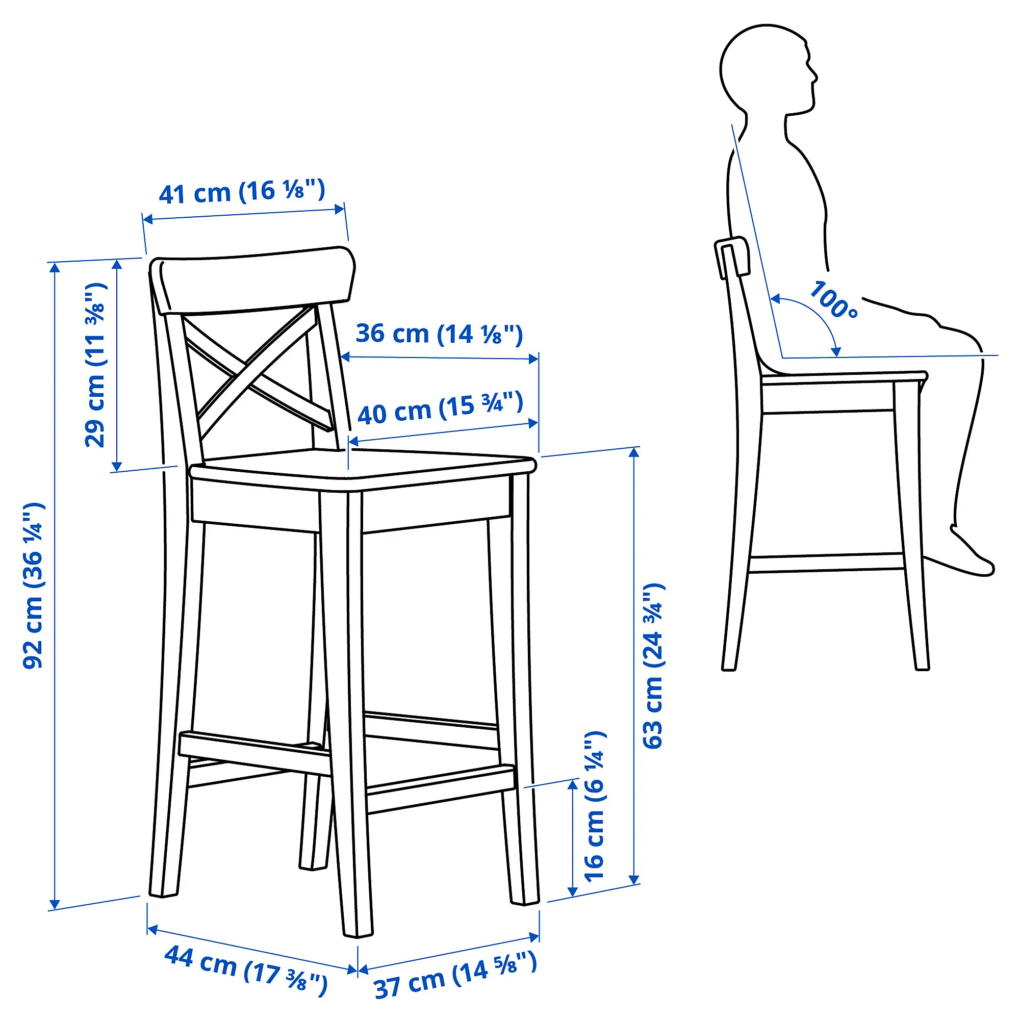 Scaun de bar Ikea Rosentorp 63 cm (Alb) - 4