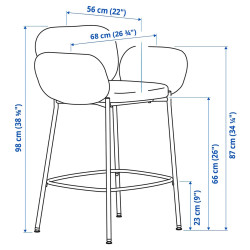 Scaun bar Ikea Syntorp/Axvall 66 cm (Alb) Thumb