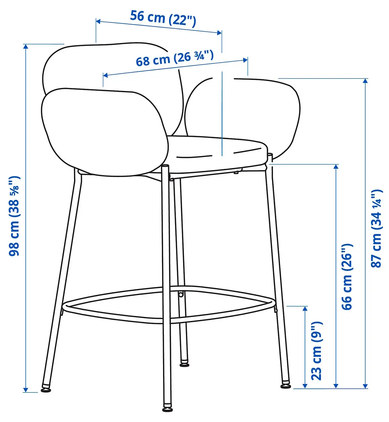 Scaun bar Ikea Syntorp/Axvall 66 cm (Alb) - 6