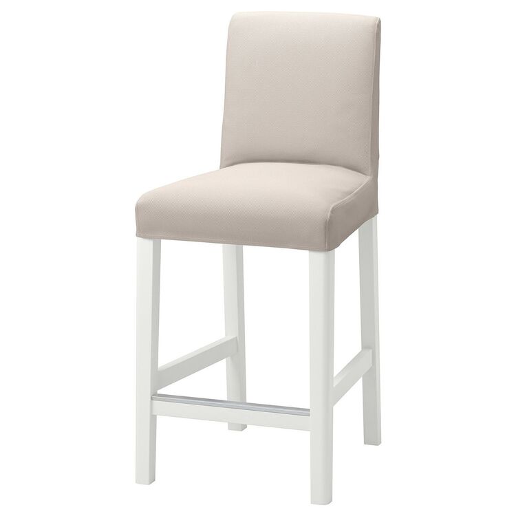 Scaun bar cu spătar Ikea Bergmund 62cm (Alb/Hallarp Bej)