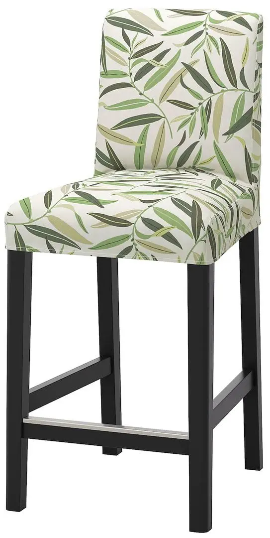 Scaun de bar cu spatar Ikea Bergmund 62cm (Negru/Fagelfors Multicolor)