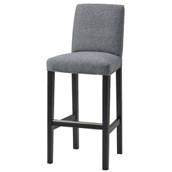 Барный стул со спинкой Ikea Bergmund 75см (Черный/Гуннаред Классический серый) Thumb