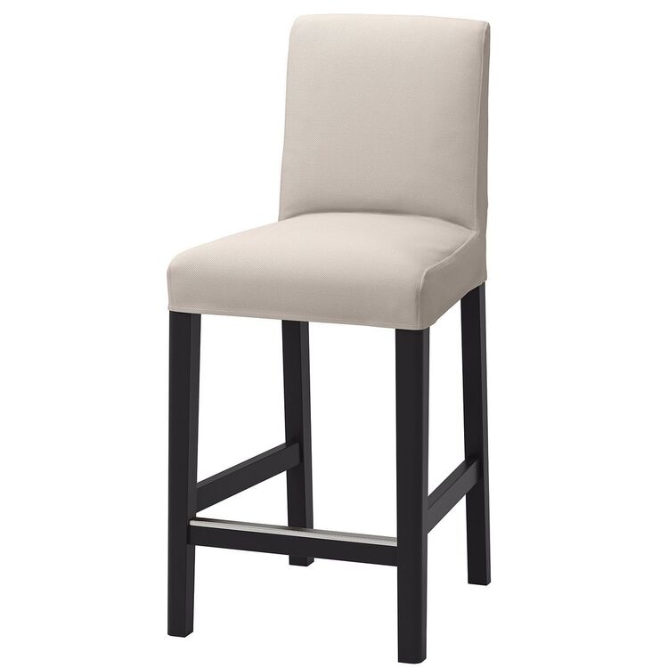 Барный стул со спинкой Ikea Bergmund 75см (Черный/Халларп Бежевый)