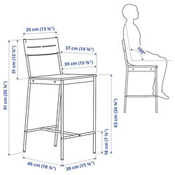 Обеденный набор Ikea Haverud/Sandsberg 2 барных стула 105cm (Черный/Коричневая Морилка) Thumb