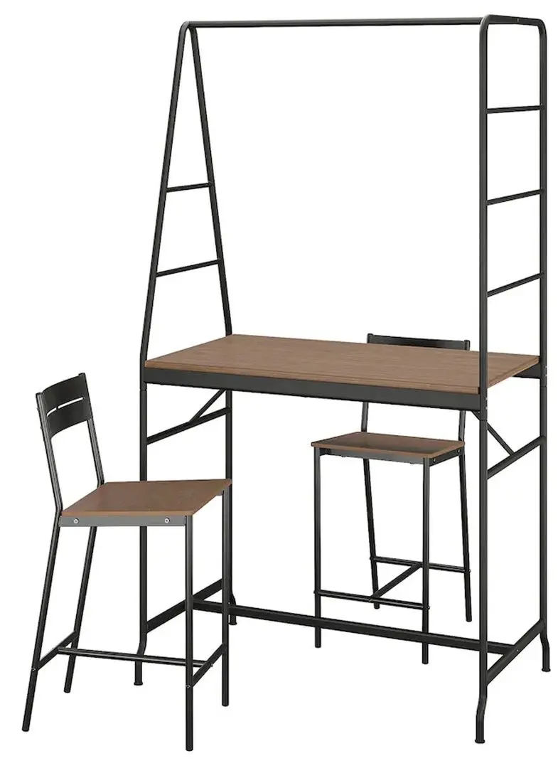Обеденный набор Ikea Haverud/Sandsberg 2 барных стула 105cm (Черный/Коричневая Морилка)