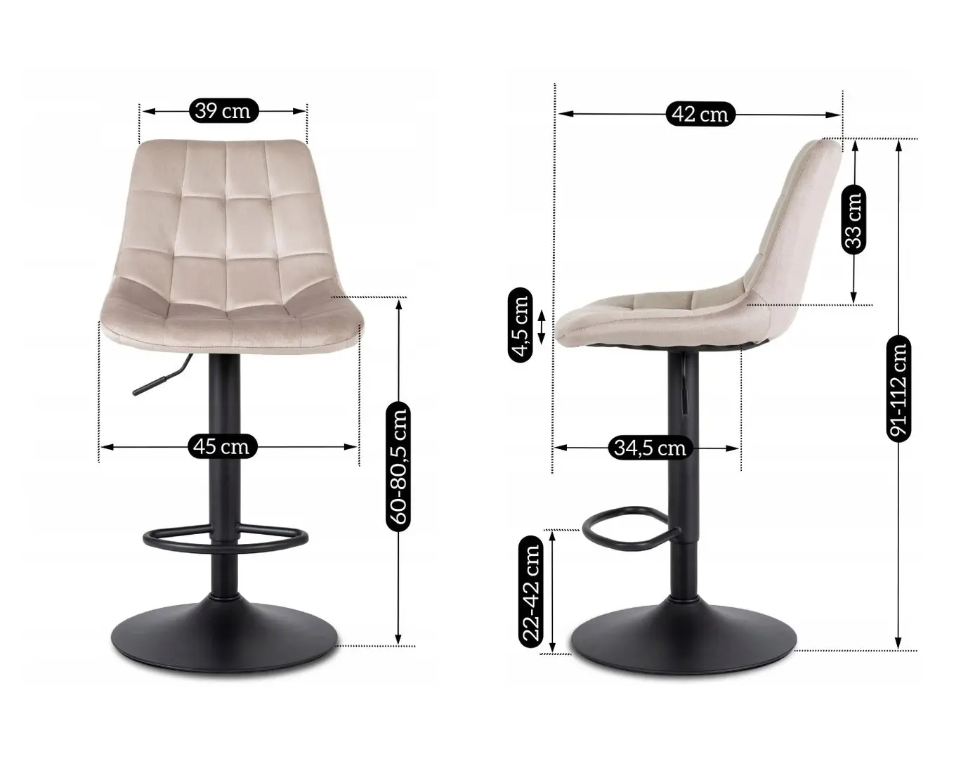 Scaun de bar Mebel Elite Arcos 2 (Beige) - 7