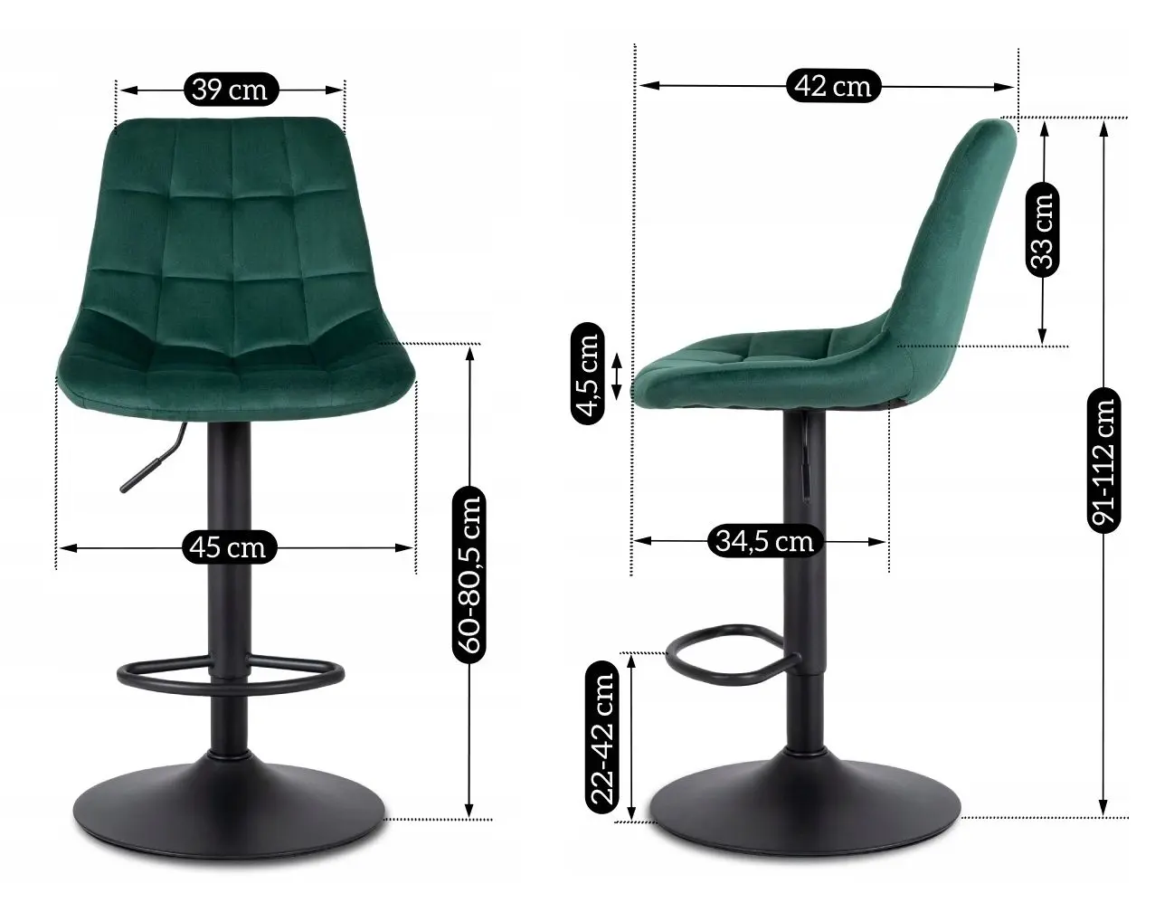 Scaun de bar Mebel Elite Arcos 2 (Green)