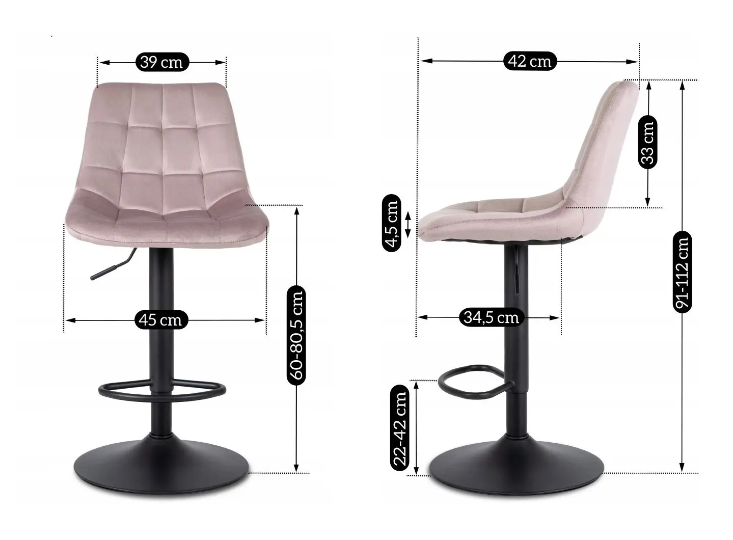 Scaun de bar Mebel Elite Arcos 2 (Pink)