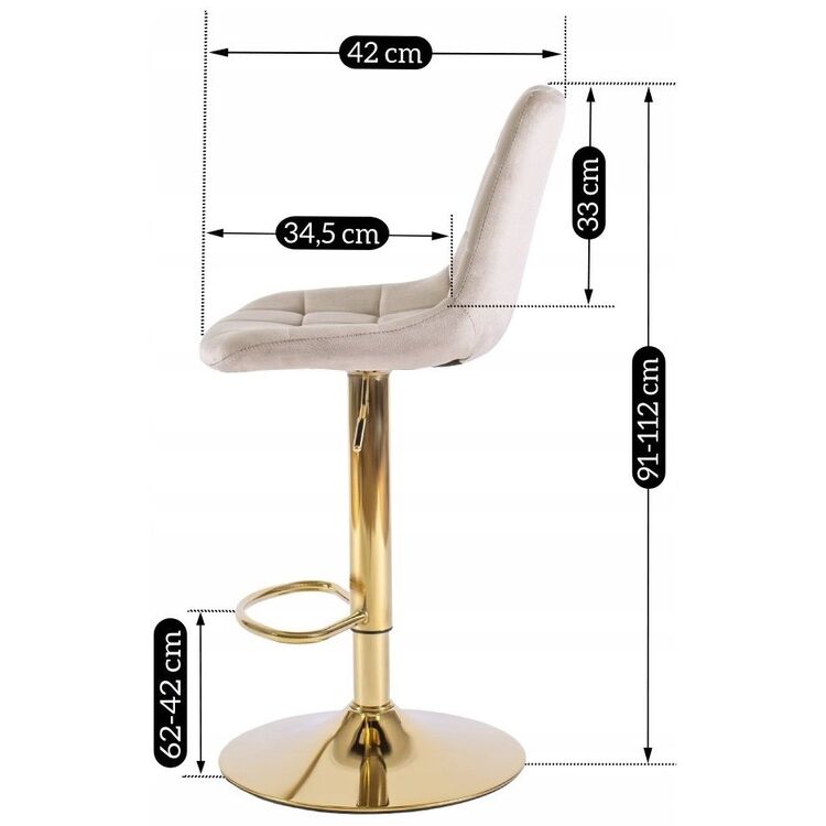 Scaun de bar Mebel Elite Arcos (Beige/Gold)