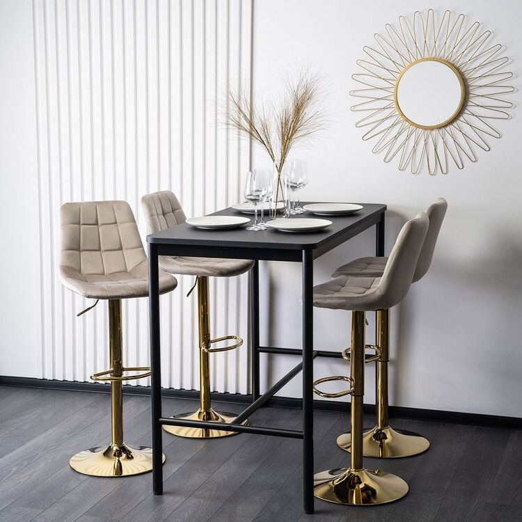 Scaun de bar Mebel Elite Arcos (Beige/Gold)