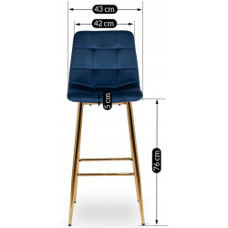 Scaun de bar Mebel Elite Ariel (Blue/Gold) Thumb